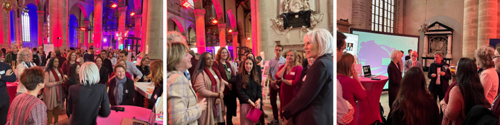 prof. dr. Andrea Evers presenteert enkele veelbelovende toekomstplannen, in aanwezigheid van LDE-voorzitters Annetje Ottow en Medical Delta voorzitters Frank Willem Janssen en David de Glint.